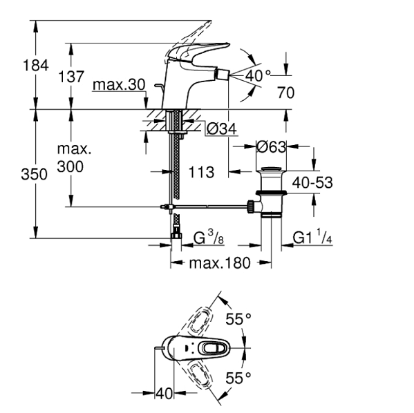 СмесительдлябидеGroheEurostyle201533565LS3(Уценка222786)