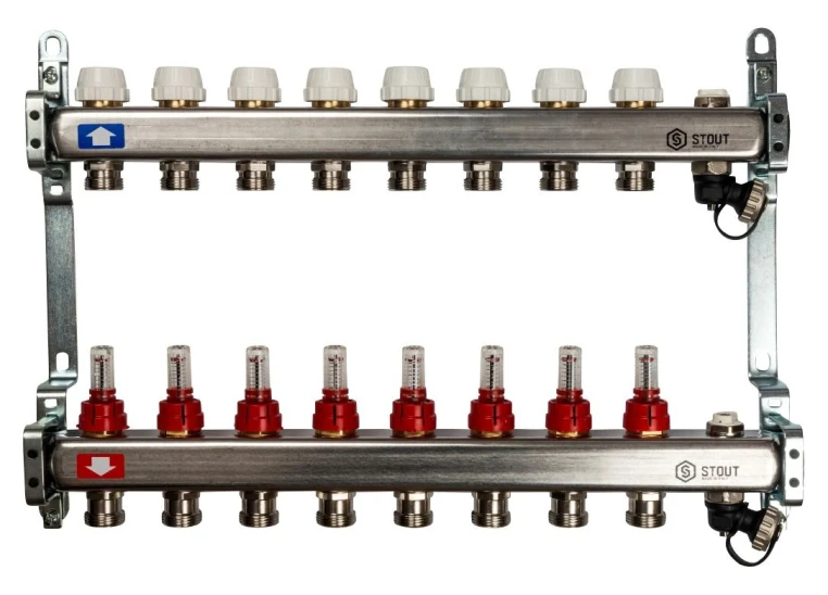 коллекторная группа tim kbs5009. коллекторная группа с расходамероми 1"3/4"x2 milano. коллекторная группа с расходомерами vieir на 5 выходов. Emnx. коллектор теплого пола в сборе gross.