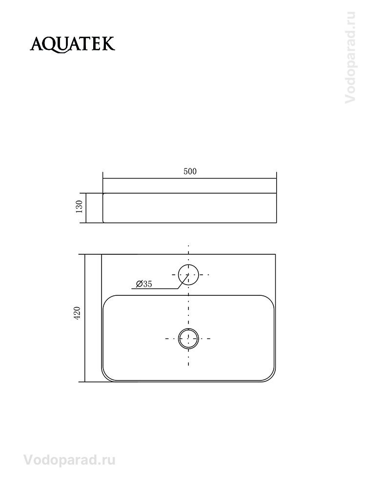 РаковинанакладнаяAquatek50AQ3231-00белая