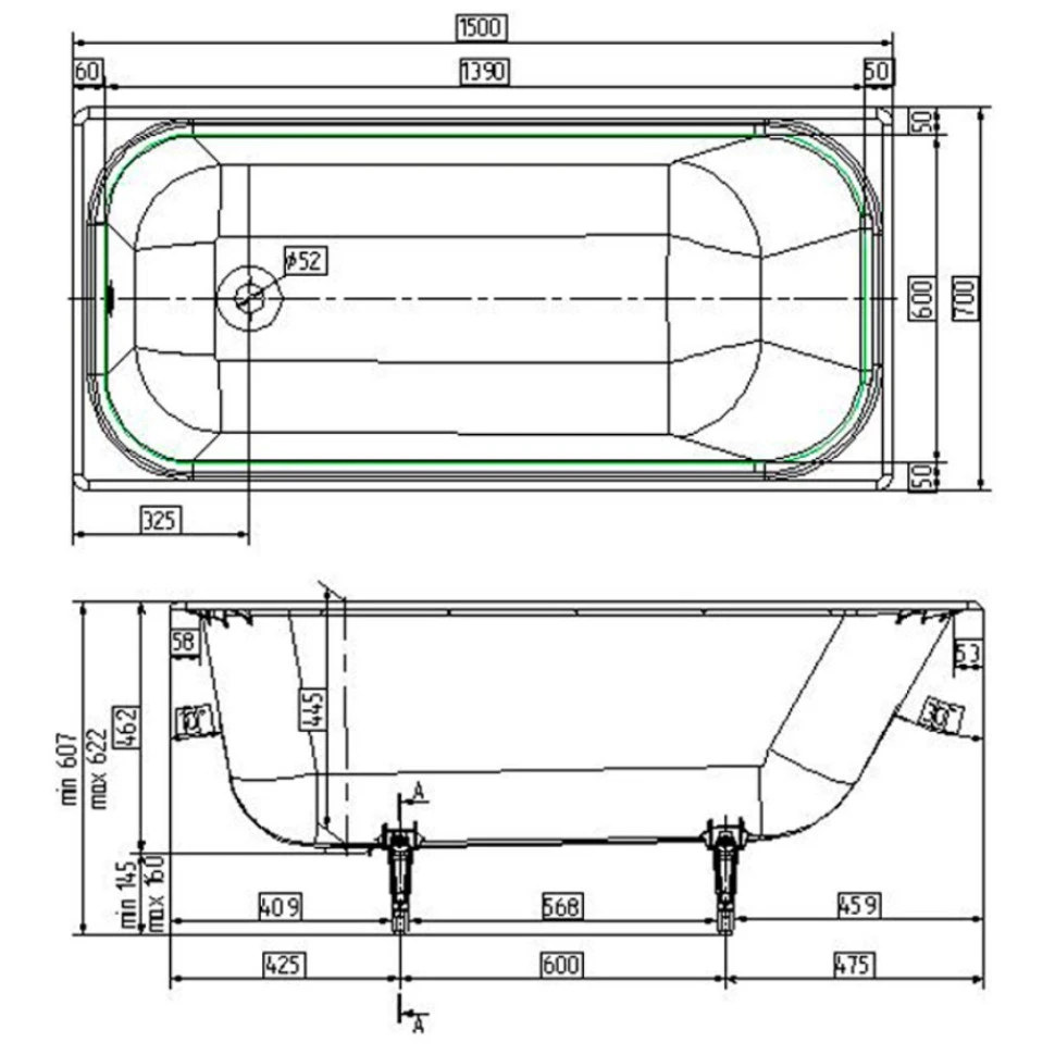 ЧугуннаяваннаWotteStart150x70