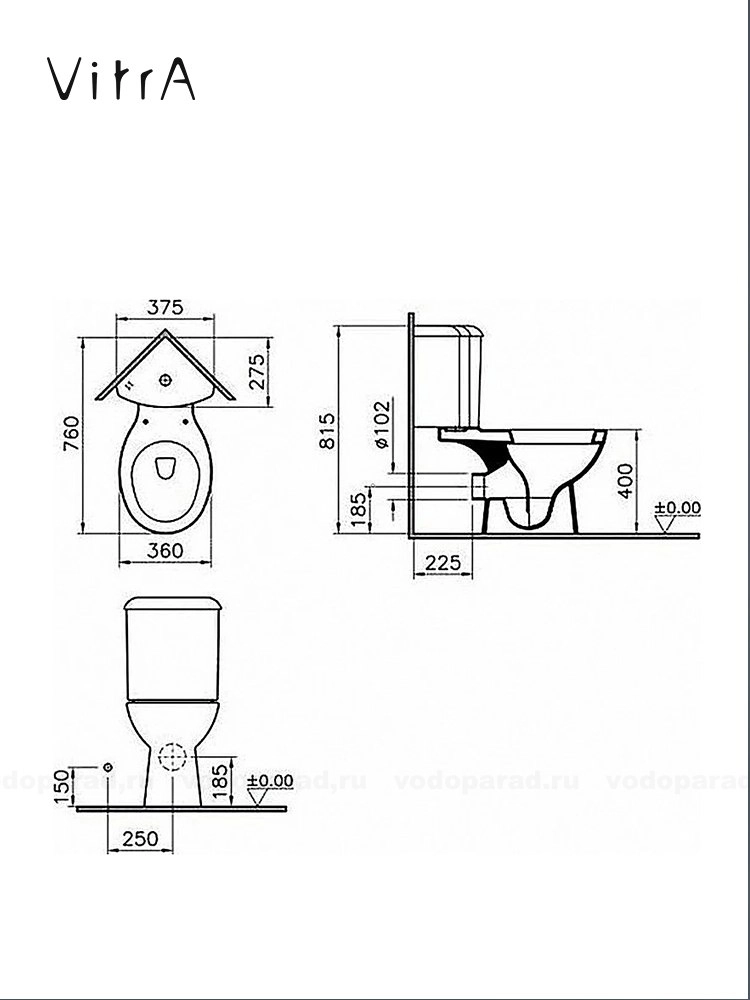 Унитаз-компактнапольныйсбачкомисиденьемVitrAArkitekt9754B003-7200
