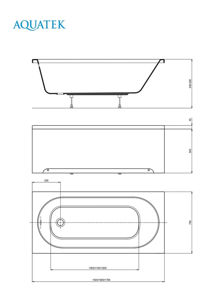 Акриловаяванна170x70AquatekЛуганоLUG170-0000001